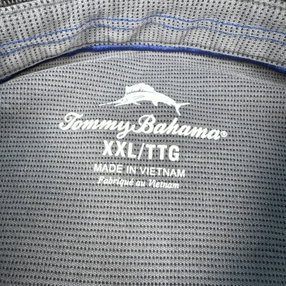 Tommy Bahama Short Sleeve Polo Shirt Mens XXL Gray Golf Lightweight Distressed - Picture 4 of 10